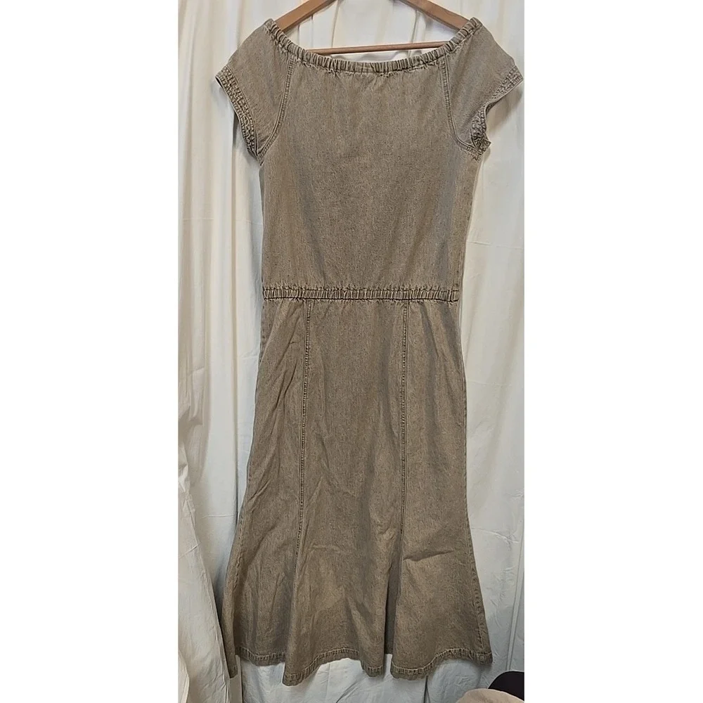 Newport News Jeanology Denim Women's Dress 8 Midi Cottagecore Quiet Luxury - Picture 9 of 14